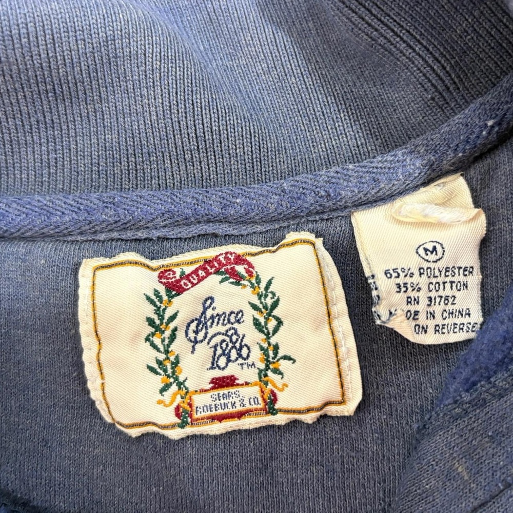 Vintage blue and grey striped quarter button up sweatshirt - Picture 6 of 6